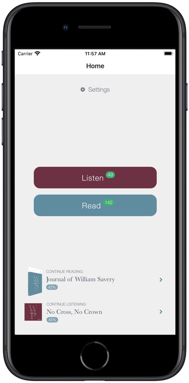 Screenshot of Friends Library App splash screen